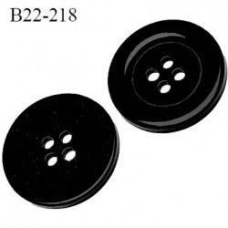 Bouton 22 mm en pvc couleur noir brillant 4 trous diamètre 22 mm épaisseur 2.6 mm prix à la pièce