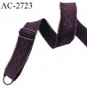 Bretelle lingerie SG 19 mm très haut de gamme couleur aubergine avec 1 barrette et 1 anneau largeur 19 mm longueur 37 cm