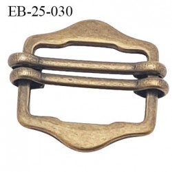 Boucle étrier 25 mm rectangle barre métal couleur bronze vieilli largeur extérieur 3 cm largeur intérieur 2.5cm haut 1.7 cm