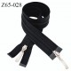 Fermeture zip 65 cm double curseurs couleur noir largeur 2.8 cm longueur 65 cm prix à la pièce