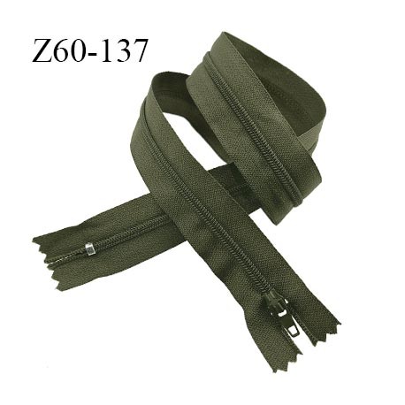 Fermeture zip 60 cm couleur vert kaki longueur 60 cm largeur 2.5 cm zip moulée largeur 4 mm prix à l'unité