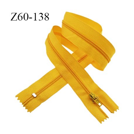 Fermeture zip 60 cm couleur jaune orangé longueur 60 cm largeur 2.5 cm zip moulée largeur 4 mm prix à l'unité