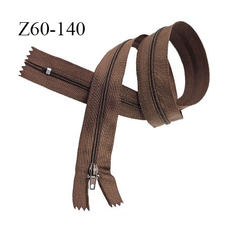 Fermeture zip 60 cm couleur marron longueur 60 cm largeur 2.5 cm largeur 4 mm prix à l'unité