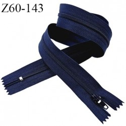 Fermeture zip 60 cm couleur bleu marine longueur 60 cm largeur 2.5 cm largeur 4 mm prix à l'unité