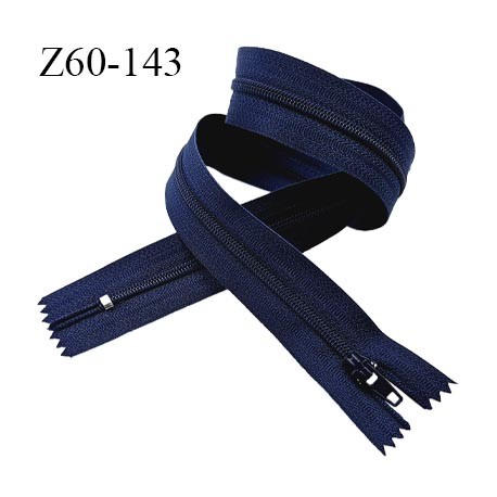 Fermeture zip 60 cm couleur bleu marine longueur 60 cm largeur 2.5 cm largeur 4 mm prix à l'unité