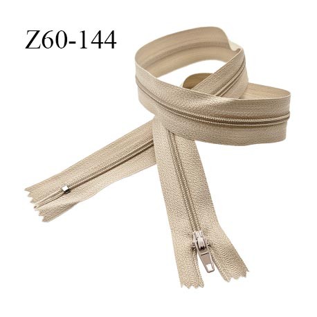 Fermeture zip 60 cm couleur beige longueur 60 cm largeur 2.5 cm largeur 4 mm prix à l'unité