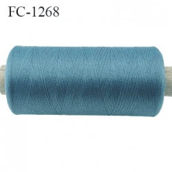 Bobine de fil 1000 m mousse polyester n° 110 polyester couleur bleu tempête longueur 1000 mètres bobiné en France