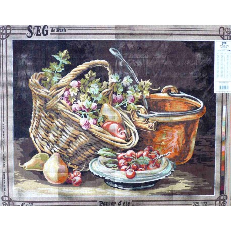 Canevas à broder 45x60 cm marque SEG de Paris thème panier d'été