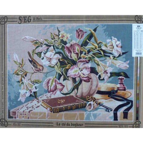 Canevas à broder 45x60 cm marque SEG de Paris thème panier d'été