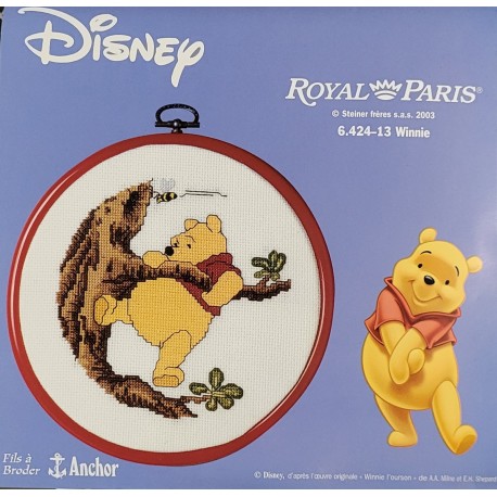 kit à broder ROYAL PARIS avec cadre/tambour Winnie l'ourson Disney