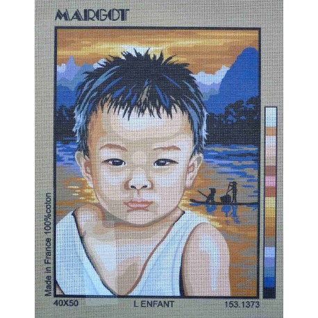 Canevas à broder 40 x 50 cm L'ENFANT marque MARGOT création de Paris thème Asie