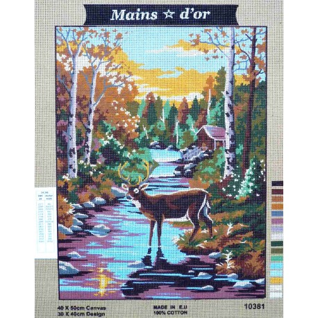 Canevas à broder 40 x 50 cm marque Main d'or LE CERF thème animaux