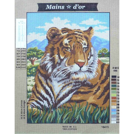 Canevas à broder 40 x 50 cm marque Main d'or LE TIGRE thème animaux