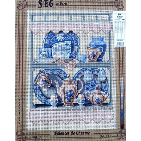 Canevas à broder 40 x 50 cm marque SEG de Paris FAIENCE DE CHARME