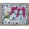 Canevas à broder 40 x 50 cm marque MARGOT créations de Paris thème chiots dalmatiens COEUR A PRENDRE