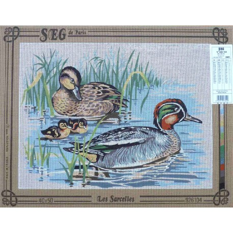 Canevas à broder 40 x 50 cm marque SEG de Paris thème les canards LES SARCELLES