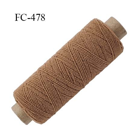 Bobine fil élastique fronceur smock gomme lycra souple polyamide marron clair longueur de la bobine 100 mètres diamètre 0.3 mm