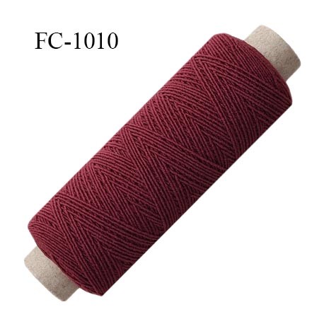 Bobine fil élastique fronceur ou à smock gomme lycra polyamide bordeaux longueur de la bobine 150 mètres diamètre 0.05 mm