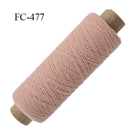 bobine de fil élastique fronceur ou smock gomme lycra polyamide souple vieux rose longueur de bobine 100 mètres diamètre 0.3 mm