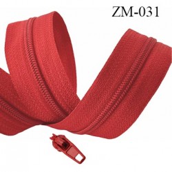 fermeture éclair de marque YKK au mètre couleur rouge un curseur au mètre largeur 27 mm largeur du zip 5 mm