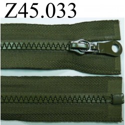 fermeture zip longueur 45 cm couleur vert kaki séparable zip nylon largeur  3.3 cm largeur du zip 5 mm - mercerie-extra