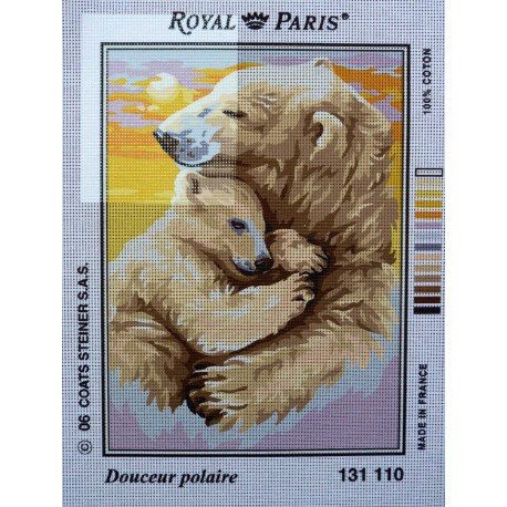 canevas 30X40 marque ROYAL PARIS thème douceur polaire dimension 30 centimètres par 40 centimètres 100 % coton